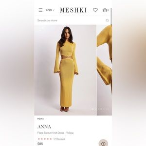 Meshki Yellow Flare Knit Dress
